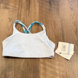 Athleta Girl Baby blue Sports Bra with Blue Tie-dye Straps size 14